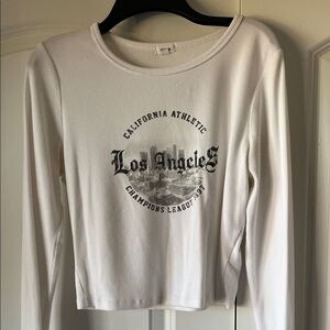 White Los Angeles Graphic Long Sleeve Top